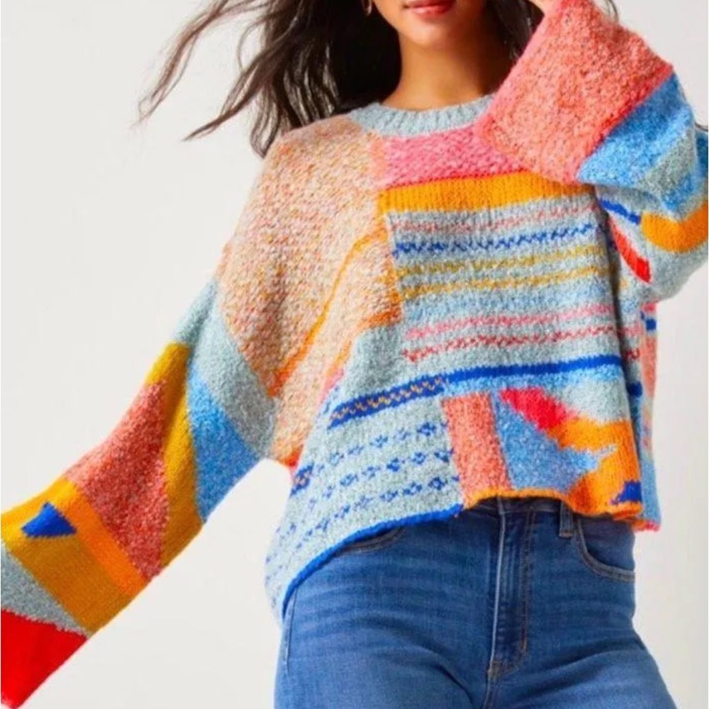 moon & madison Multicolor Patchwork Sweater - image 1